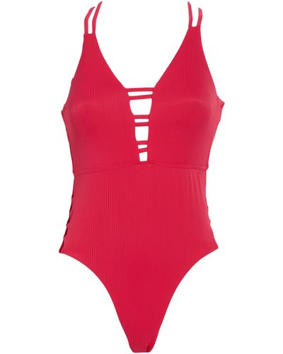 Nicole Miller Rib Cutout One-piece Swimsuit - Red