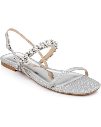 Badgley Mischka Natalee Embellished Strap Sandal - White