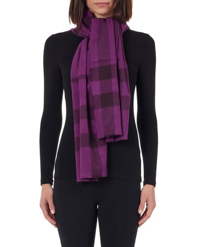 Amicale Cashmere Exploded Plaid Scarf - Purple