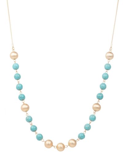 Saachi Natural Stone Beaded Adjustable Slider Necklace - Blue