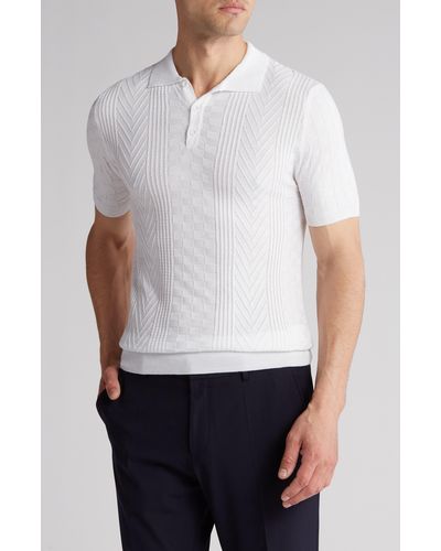T.R. Premium Textured Sweater Knit Polo - White