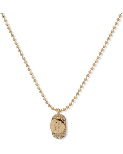 DKNY Crystal Pavé Charm Necklace - Metallic