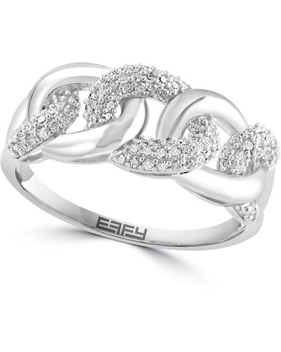 Effy Sterling Silver Pavé Diamond Lock Charm Bracelet in White