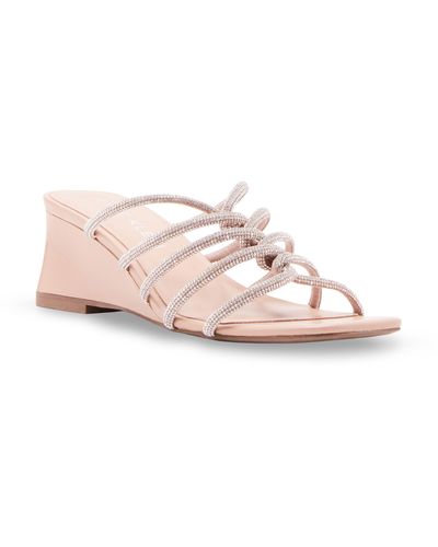 Anne Klein Geena Rhinestone Wedge Sandal - Pink