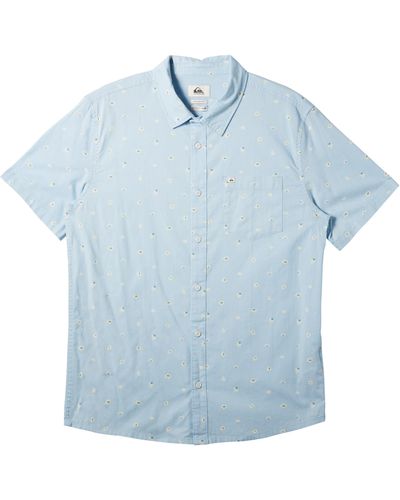 Quiksilver Minimo Floral Short Sleeve Button-up Shirt - Blue