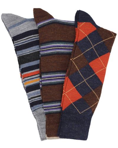 Lorenzo Uomo Assorted 3-pack Italian Merino Wool Crew Socks - Multicolor