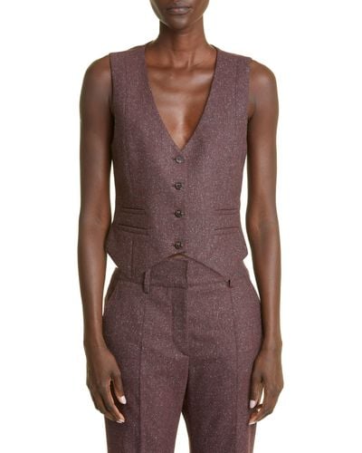 Gabriela Hearst Zelos Strech Wool & Silk Tweed Vest - Purple