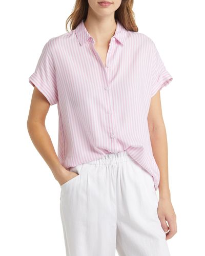 Beach Lunch Lounge Spencer Stripe Short Sleeve Button-up Shirt - White