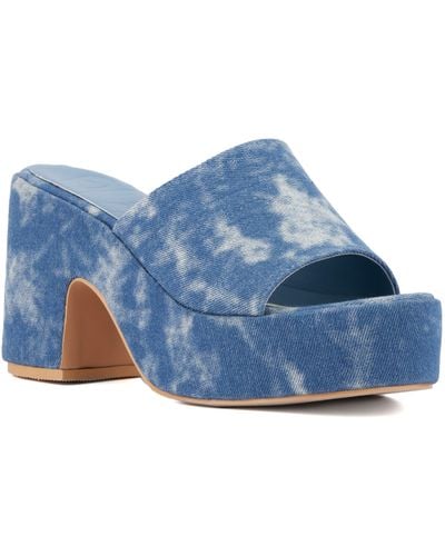 Olivia Miller Crush Platform Slide Sandal - Blue