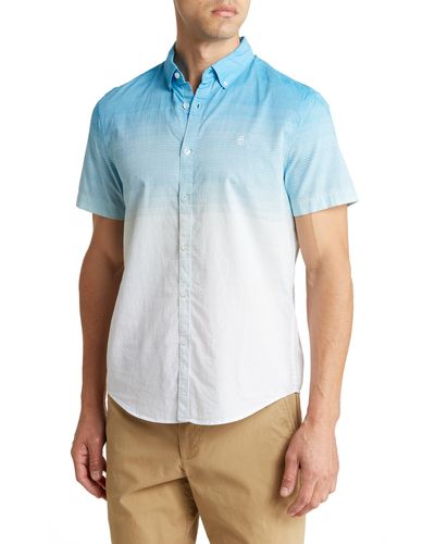 Original Penguin Short Sleeve Cotton Tonal Hombre Button-up Shirt - Blue