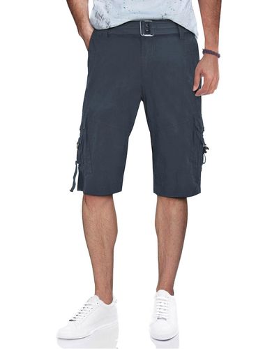 Xray Jeans Belted Snap Button Cargo Shorts - Blue