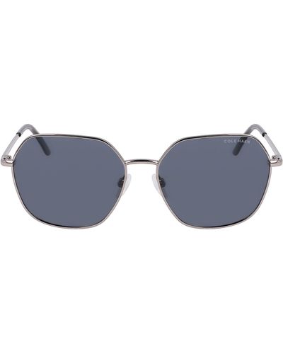 Cole Haan 58mm Full Rim Metal Square Polarized Sunglasses - Blue