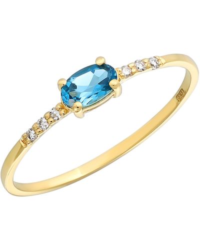 Bony Levy 18k Yellow Gold Blue Topaz & Diamond Ring