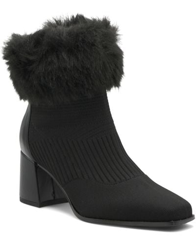 Adrienne Vittadini Jalo Faux Fur Cuff Bootie - Black