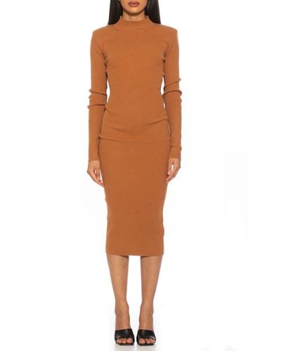 Alexia Admor Eliah Long Sleeve Knit Midi Dress - Orange