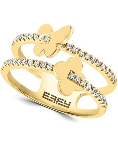 Effy 14k Yellow Gold Diamond Butterfly Ring - Metallic