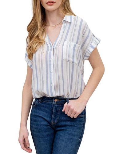 Blu Pepper Stripe Button-up Shirt - White
