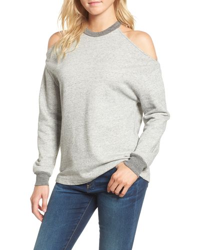 AG Jeans Gizi Cold Shoulder Sweatshirt - Gray