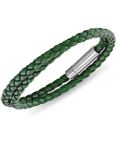 Esquire Braided Leather Bracelet - Green