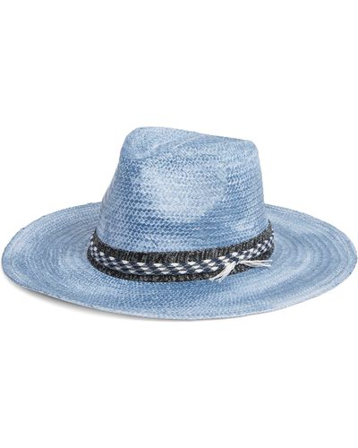 Lucky Brand Washed Paper Straw Fedora - Blue