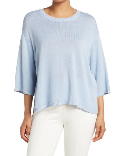 Eileen Fisher 3/4 Sleeve Knit Sweater In Morning Glory At Nordstrom Rack - Blue