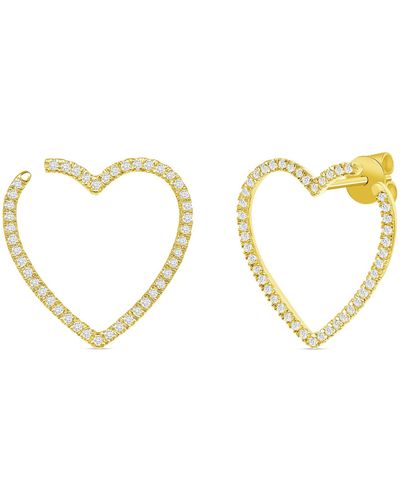 Ron Hami 14k Yellow Gold Pavé Diamond Heart Earrings - Metallic