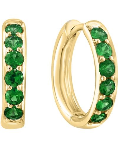Effy 14k Yellow Gold Emerald Hoop Earrings - Green