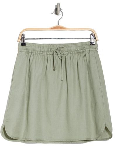 Madewell Curved Hem Linen-blend Miniskirt - Green