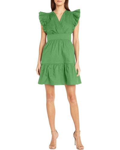 DONNA MORGAN FOR MAGGY Ruffle Sleeve Minidress - Green