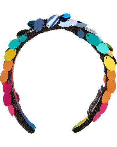 Kurt Geiger Rainbow Metallic Sequin Paillette Headband - Blue