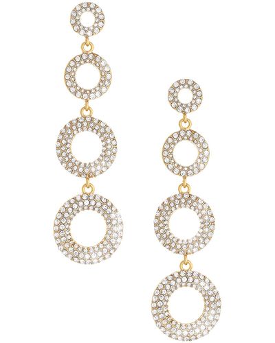 Ettika Celebration 18k Gold Plated Pavé Crystal Circle Drop Earrings - White