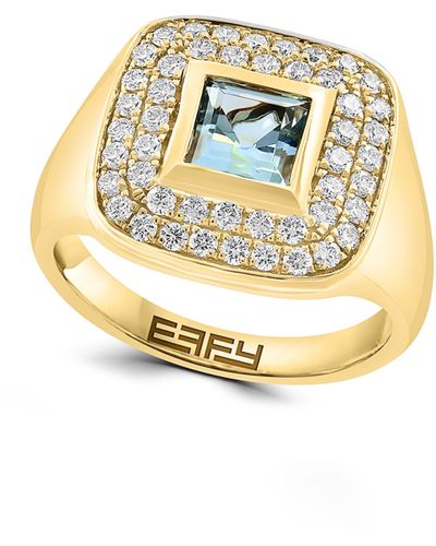 Effy Aquamarine & Diamond Ring - Metallic