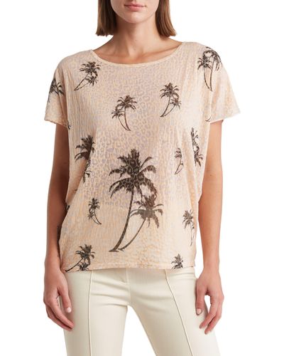 Go Couture Patterned Dolman Sleeve T-shirt - Natural