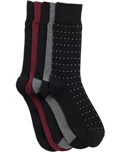 Nordstrom 5-pack Texture Crew Socks - Black