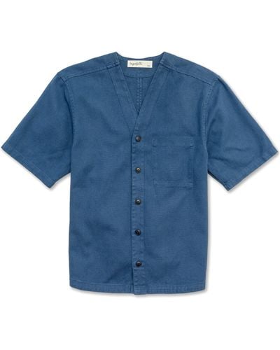 Imperfects The Benny Short Sleeve Button-up Shirt - Blue