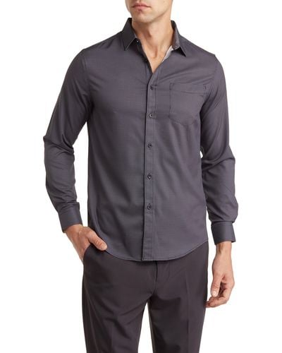 Report Collection Recycled 4-way Stretch Dot Print Sport Shirt - Gray