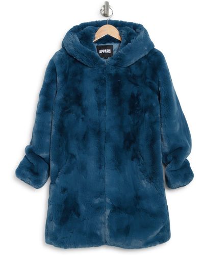 Apparis Myra Faux Fur Hooded Jacket In Stone Blue At Nordstrom Rack