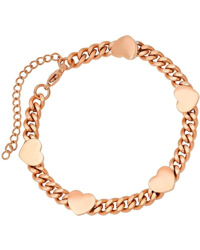HMY Jewelry 18k Rose Gold Plated Stainless Steel Heart Bracelet - White