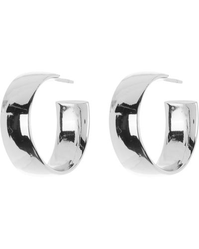 Argento Vivo Sterling Silver Wide Hoop Earrings - Metallic