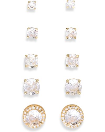 Nordstrom Set Of 5 Cz Earrings Set - White