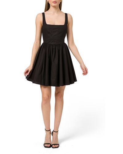 Wayf Corset Stretch Cotton A-line Dress - Black
