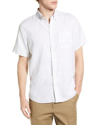 Nordstrom Short Sleeve Linen Button-down Shirt - White