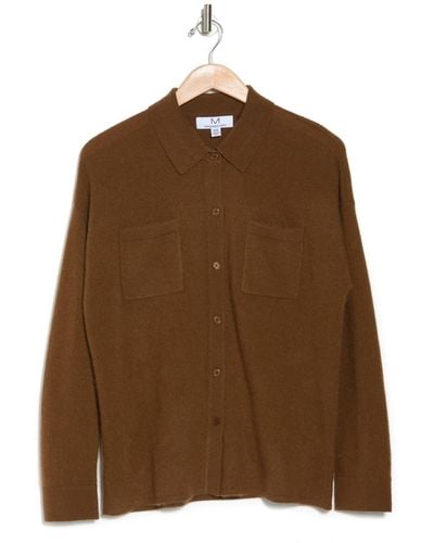 Magaschoni Cashmere Button-up Shirt In Deep Saddle At Nordstrom Rack - Brown