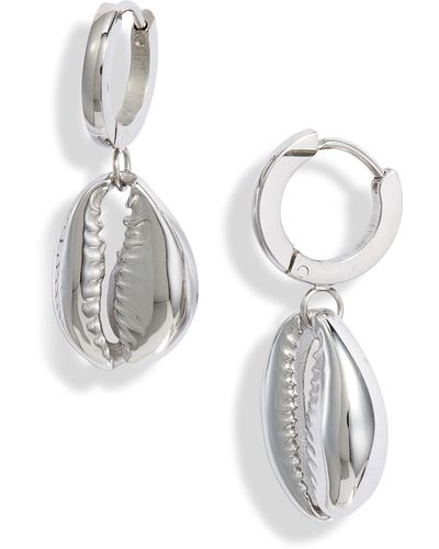 THE KNOTTY ONES Shell Huggie Earrings - White
