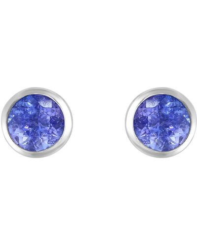 Effy Sterling Silver Round Tanzanite Stud Earrings - Purple