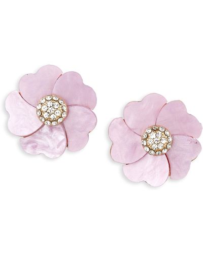 Tasha Crystal Flower Stud Earrings - Pink