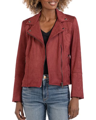 Kut From The Kloth Emma Faux Suede Moto Jacket - Red