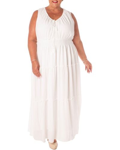 Taylor Dresses Tiered Jersey Dress - White
