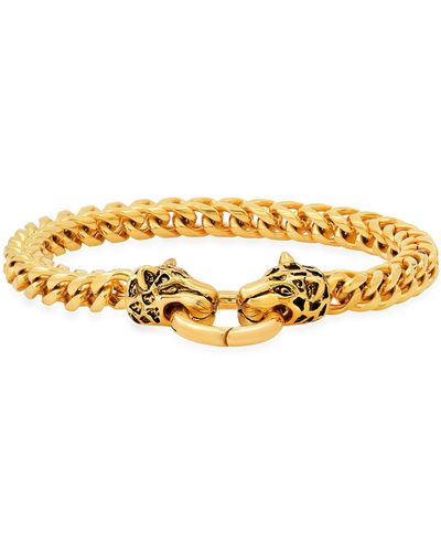 HMY Jewelry 18k Gold Plated Stainless Steel Wheat Chain Bracelet - Metallic