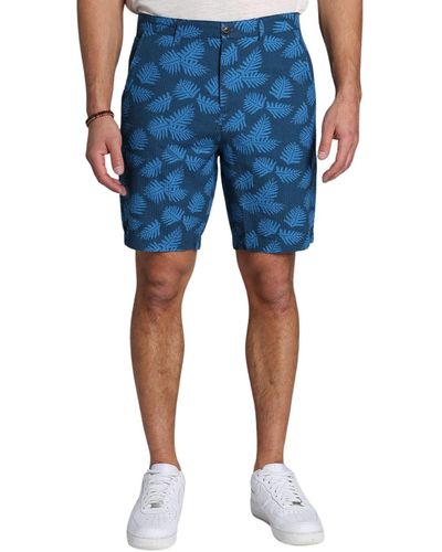Jachs New York Leaf Print Seersucker Shorts - Blue